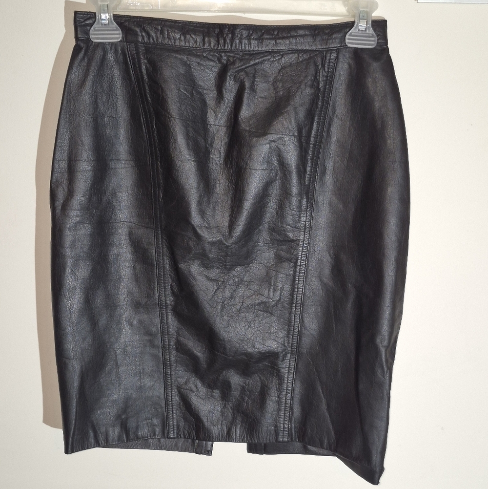 Elegant Black 100% GENUINE Leather Skirt